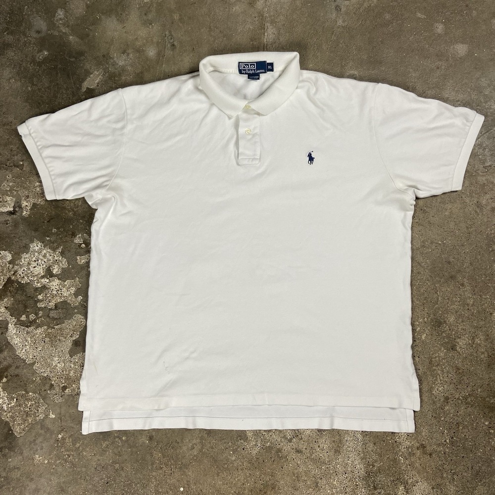 Polo Ralph Lauren Polo Shirt Size XL White Regular Fit Casual Navy Pony Logo